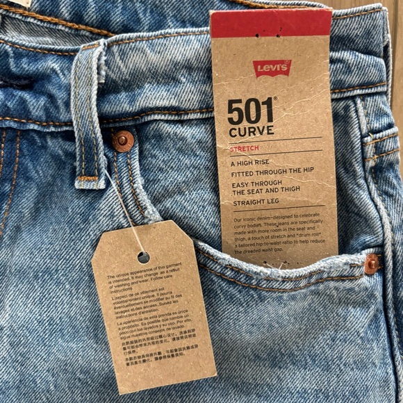 Levi's High Rise Straight Jeans - Light Blue Denim - Picture 3 of 11